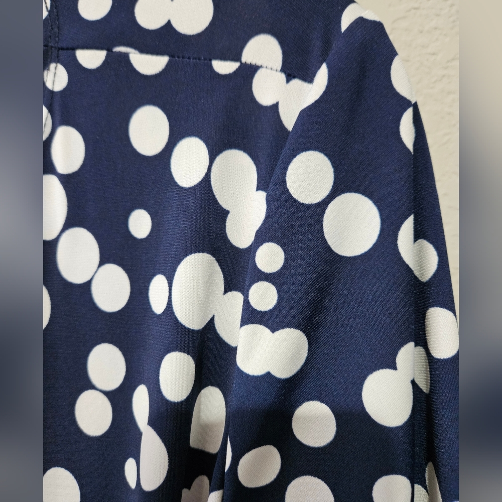 EUC Glamour Navy and White Polka Dot Midi Dress - Picture 5 of 8